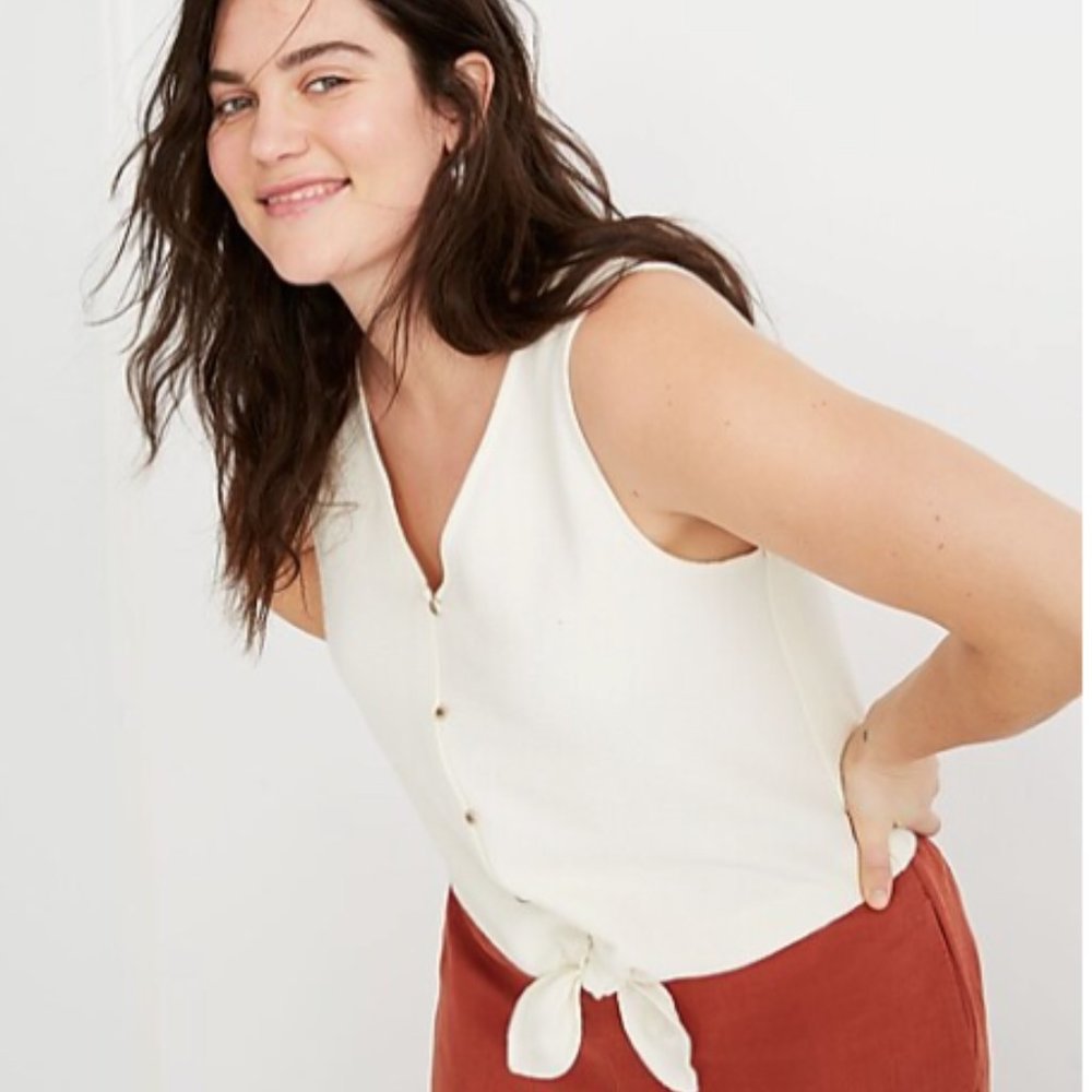 Madewell - Texture & Thread Button-Front Tie Tank Top - Ivory - XL